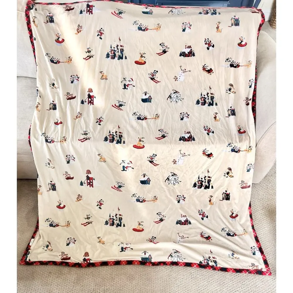 2021 Disney Parks Mickey Mouse Christmas Holiday Fleece Reversible Blanket Throw